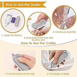 FEPPO Mini Bag Sealer, Bag Sealer with Cutter 2 in