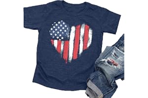 VVNTY American Flag Shirt Toddler Kids Boys Girls USA Flag Heart Graphic T-Shirt 4th of July Shirt Patriotic Tee Tops