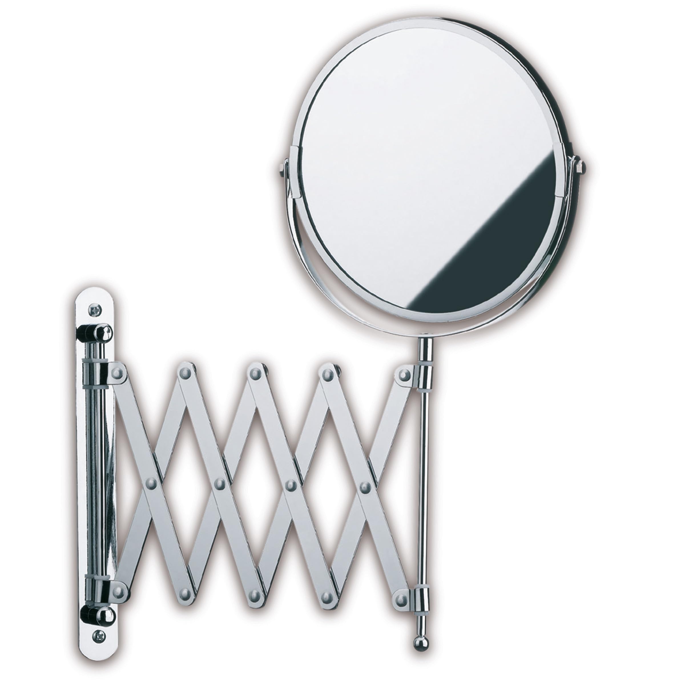 Kela 20847 Wall Mirror, Screw-on, Extendable, 1x and 5x magnification, Ø 18.5 cm, Metal, Avita