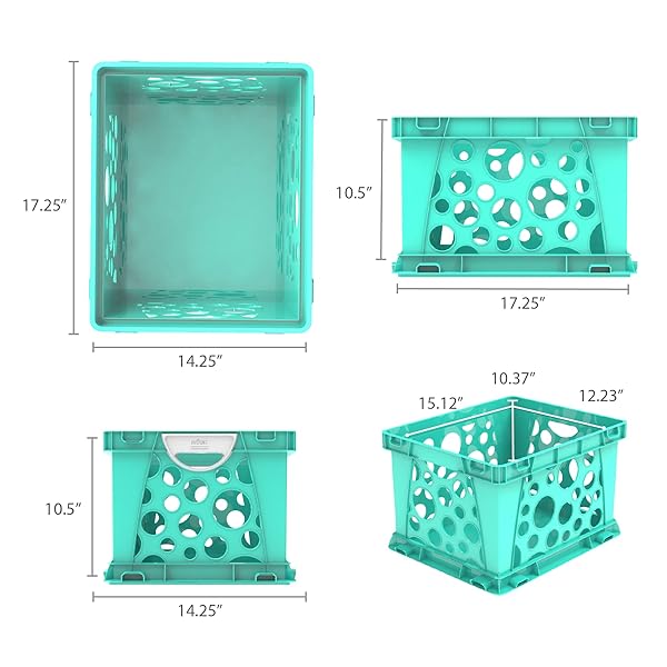 STOREX PREMIUM FILE CRATE WITH MOLDED HANDLES – LETTER AND LEGAL DOCUMENT AND FOLDER STORAGE, TEAL, 3-PACK (61694F03C)