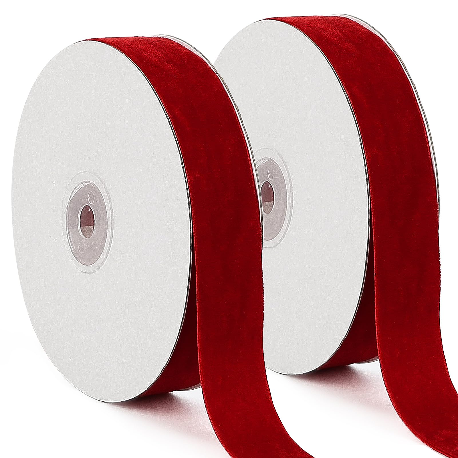 Red Velvet Ribbon, 25mm x 18m Soft Luxurious Velvet Ribbon for Gift Wrapping, Bouquets Bundling, Wedding Decoration Bows and Crafts