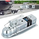 Nilight Straight Trailer Coupler fits 2-Inch Hitch Ball, 2-1/2-Inch Channel | With security latch &amp; chain, 3500Lbs capacity for Utility Cargo Trailer Station Wagon