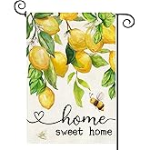 Baccessor Spring Garden Flag Lemon Bee Floral Home Sweet Home Small Yard Flag 12.5 X 18 Inch Double Sided Burlap Summer Welcome Flag for Outside Outdoor Decor