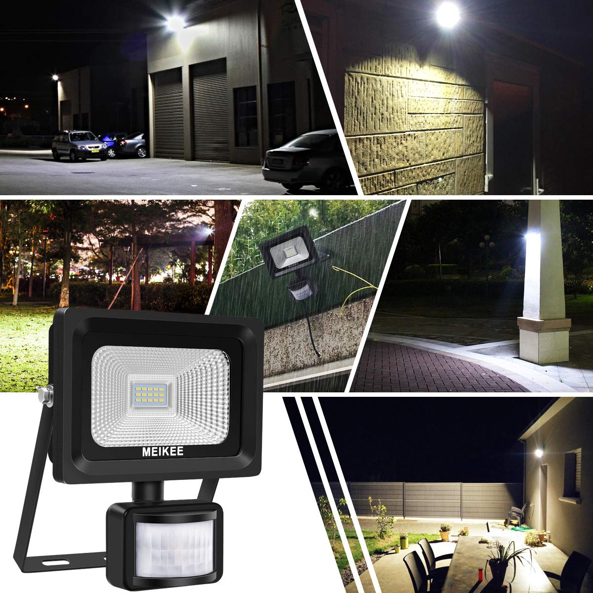MK Security Lights with Motion Sensor, 10w Led Sensor Outdoor light, IP66 Waterproof Security Lighting, High Output 1000lumen, Super Bright LED PIR Floodlight, Ideal for Garden, Car park, Hotel and Forecourt, Daylight White