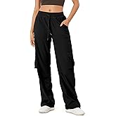 ODODOS Stretch Woven Relaxed Cargo Pants for Women Cinchable Hems Lightweight Casual Sweatpants with Pockets