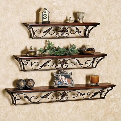 Fabulo Wood Wrought Iron Wall Shelf Wall Bracket Floating