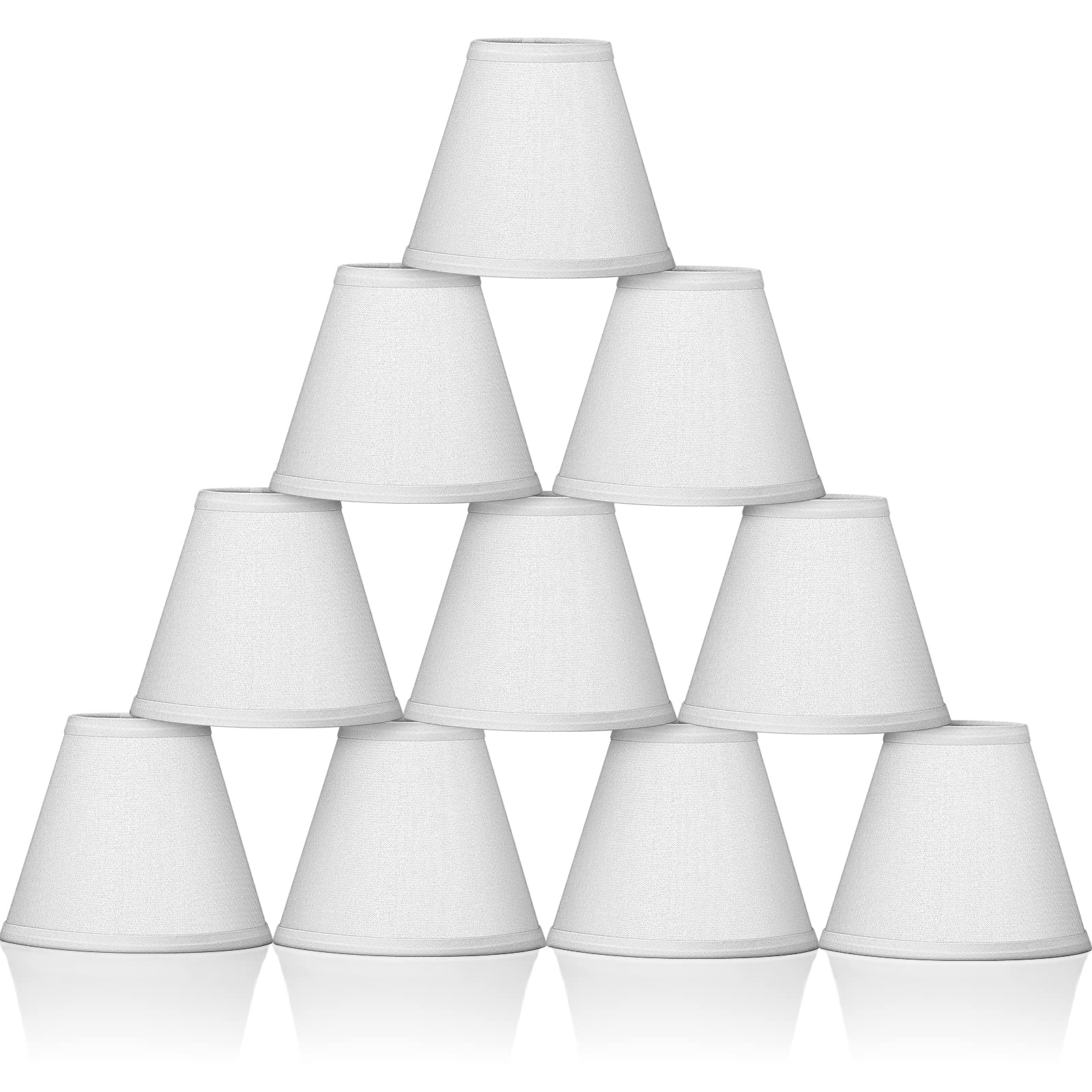 Photo 1 of Macarrie 10 Pack Small Lamp Shade Barrel Fabric Lampshade Cover Clip on Table Floor Lamp Wall 3" x 6" x 5" Rustic Beige Linen Eyes Protected Appearance(White)