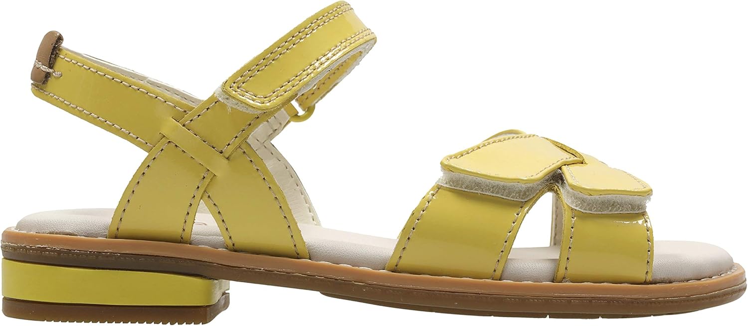 CLARKS Girls Sandals K 10 UK Child Clarks Darcy Charm Yellow Patent Yellow Patent 3.5