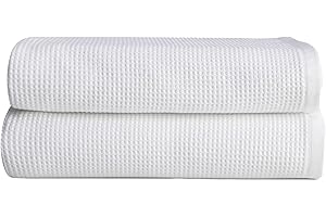 Cozy Earth Waffle Bath Sheets - 60% Cotton 40% Viscose from Bamboo Bath Sheets 40 x 65 Inches - Soft & Absorbent Terry, Reversible Mini Textured Waffle & Weave Pattern - 2 Pack