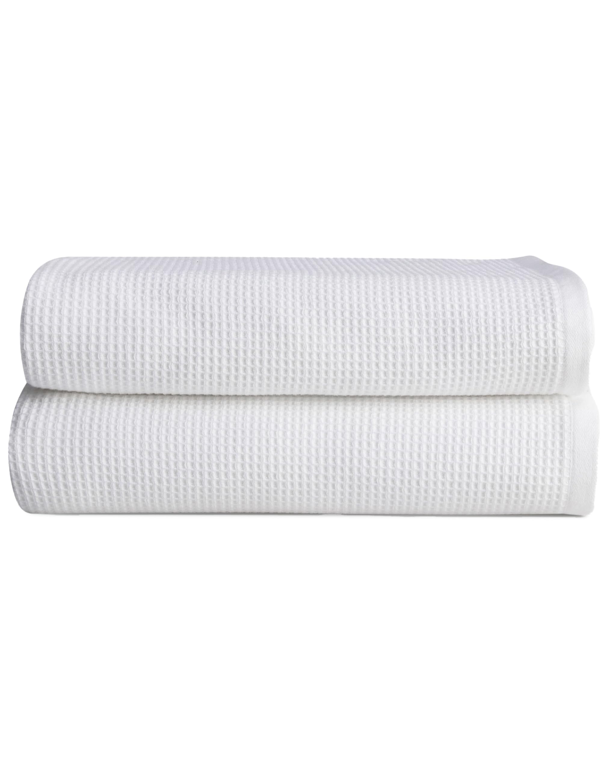 Photo 1 of Cozy Earth Waffle Bath Sheets - 60% Cotton 40% Viscose from Bamboo Bath Sheets 40 x 65 Inches - Soft & Absorbent Terry, Reversible Mini Textured Waffle & Weave Pattern - 2 Pack