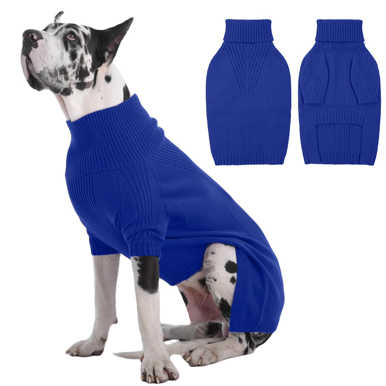 IECOii Extra Large Dog Jumper - Warm Turtleneck Sweater for Winter & Christmas, Great Dane Size