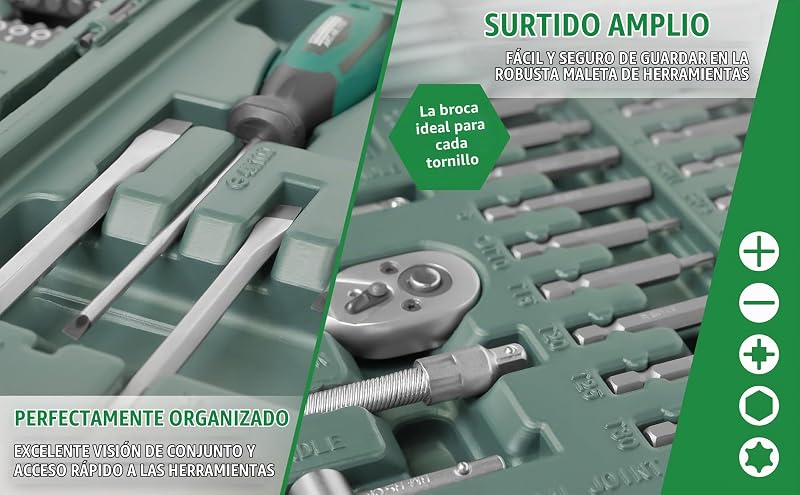 Werkzeuge, M29085, Conjunto universal de ferramentas em caixa abatível