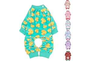 BEAUTYZOO Dog Pajamas Large Sized Dog, Soft Fleece Dog Winter Pajamas for Female Male Dogs, Warm Yellow Duck Pajamas Onesie Pet Pjs Jumpsuit, Breathable Lightweight Dog Jammies Outfit Pet Clothes L