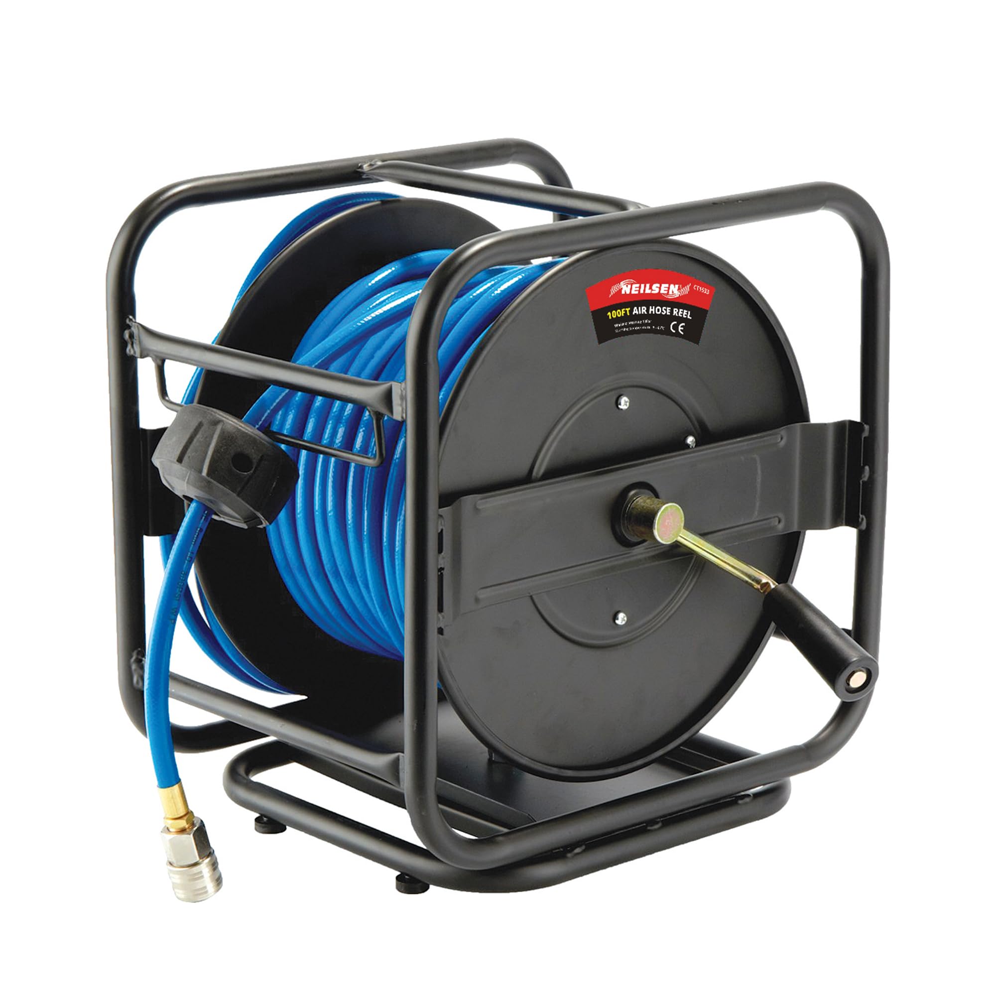 Neilsen CT1533 100ft x 1/4in Air Hose Reel with Rotating Base for 8mm Air Hose, 200 PSI