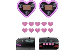 2pcs Solar-Powered Heart-Shaped Neon Led Light, Neon Ambient Lights with Heart-Shaped Reflective Stickers for Bedroom Garden 