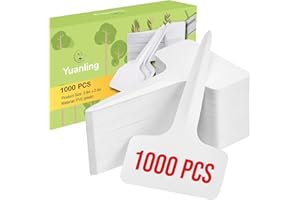 Plant Labels 1000 Pcs Yuanling T-Type Plastic Garden Tags Waterproof Plant Sign Stakes Nursery Garden Makers for Seedlings Flower Vegetables Herb Potted Belt Permanet Marker Pen (White)
