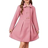 GRACE KARIN Girls Dress Coat Wool Peacoat with Lapel Pockets Winter Warm Long Jacket for Kids Size 6-14