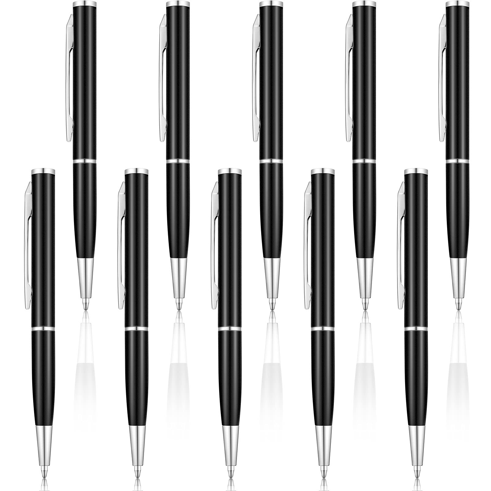 Photo 1 of BBTO 10 Pieces Small Ballpoint Pens Mini Pens Bulk Metal Tiny Short Pocket Thin Gel Ink Purse Clip Writing Tool for Pockets Notebook Notepad Nurses Wallet Office(Black)