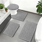 Bathroom Rugs Sets 4 Piece with Toilet Lid Cover, Non Slip Bathroom Mats Extra Soft Chenille Bath Rugs Absorbent Shaggy Rugs Perfect Plush Mats U-Shaped Toilet Rug and Toilet Cover Kitchen,Home Decor