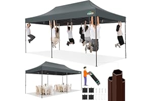 COBIZI 10x20 Pop up Canopy Without Sidewall Heavy Duty Commercial Outdoor Gazebo Easy Up Wedding Party Tents for Parties with Roller Bag, All Season Wind & Waterproof UPF50+(Upgrade Hexagonal Tube)