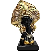 NUOYI PIEIN African American Figurines and Statue - African Statue for Home Decor Accent - Tribal Woman Sculpture Decor for Living Room - Vintage Bust Coffee Table Centerpiece