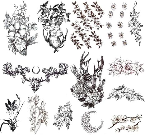 Amazon Co Jp Chengchong 漫画の動物の花のタトゥーステッカー黒防水女性胸大パターン黒セクシーな鎖骨ステッカー 長持ちするステッカー ホーム キッチン