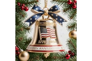 GENERIC United States 250th Anniversary Bell Ornament - Handmade 3D Metal Enamel Crafted Commemorative Hanging Decor for Patriotic Christmas Tree, Collectors Gift, Outdoor Garden Fence Patio Decor (B)