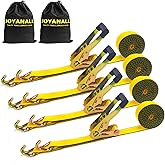 2 Inch Heavy Duty Ratchet Straps, 15ft Tie Down Straps Ratchet with Double J Hook, 10000lbs Breaking Strength, Cargo Ratchet Straps for Moving Motorcycle, Trailer & Trucks (4 Pack)