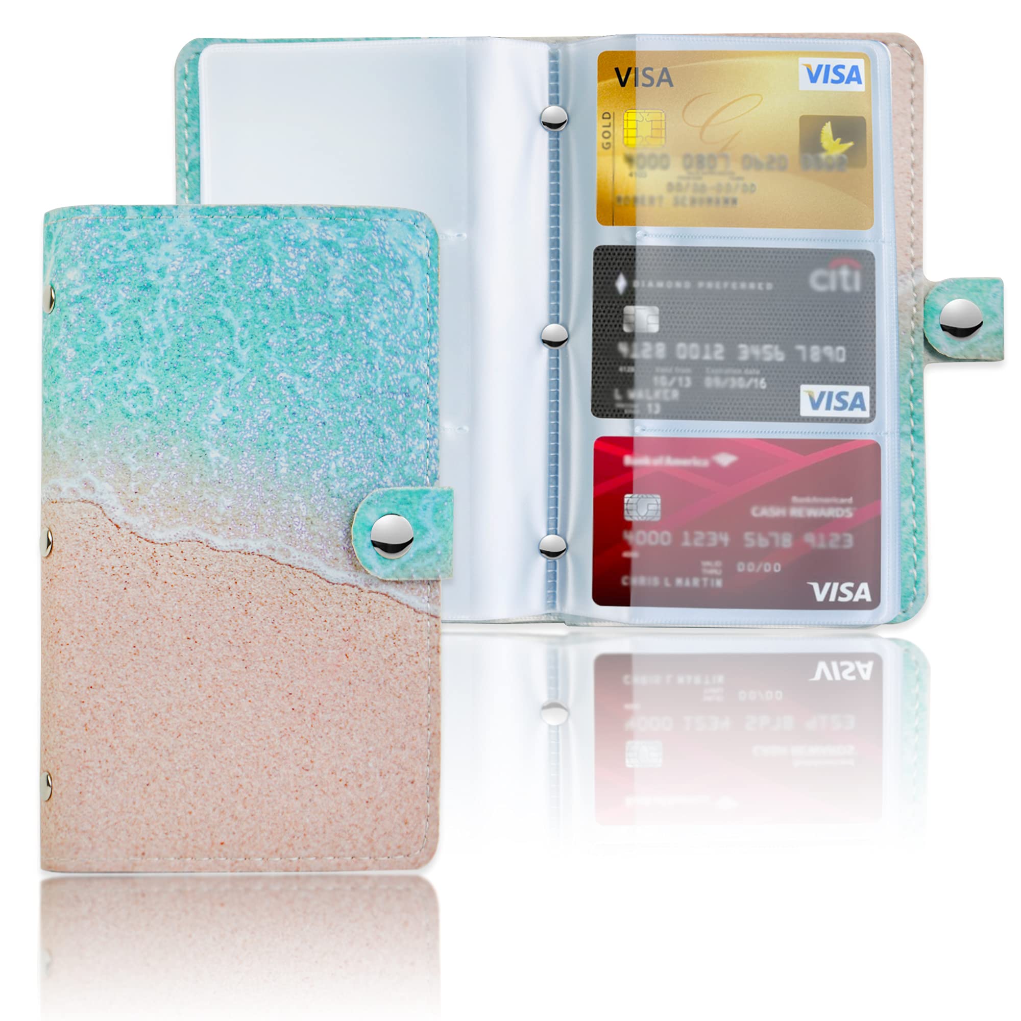 lizimandu Business Card Holder Book, Business Card Book Case PU Leather Organization Binder Name ID Card Holder for Men & Women, Up to 96 Cards Capacity, 1-Sandbeach, 1 Pack, Classic