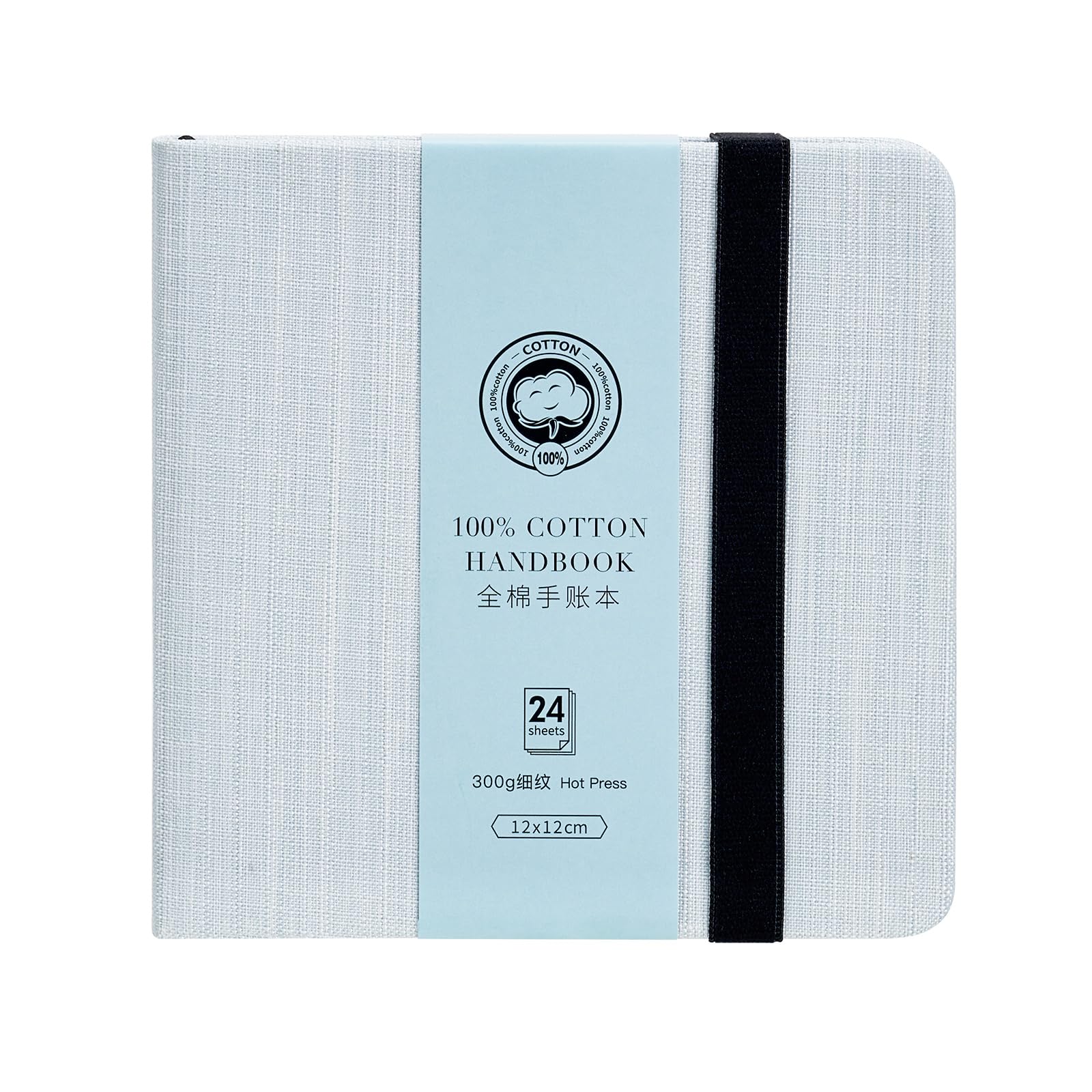 LIGHTWISH Square Watercolor Journal, 100% Cotton, 300gsm, Acid Free, 24 Sheets Hot Pressed Sketch Book for Artists, Adults, Students, 4.7 x 5.1 inches