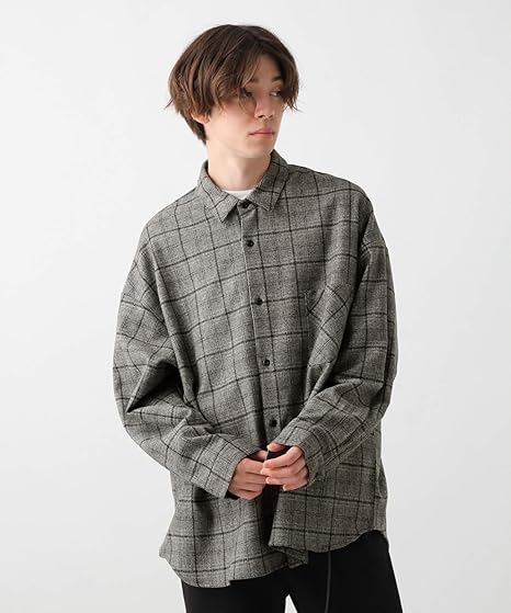 Amazon ハレ シャツ 長袖 Bigキモウチェックシャツ グレー M メンズ シャツ 通販 Amazon ハレ シャツ 長袖 Bigキモウチェックシャツ グレー M メンズ シャツ 通販