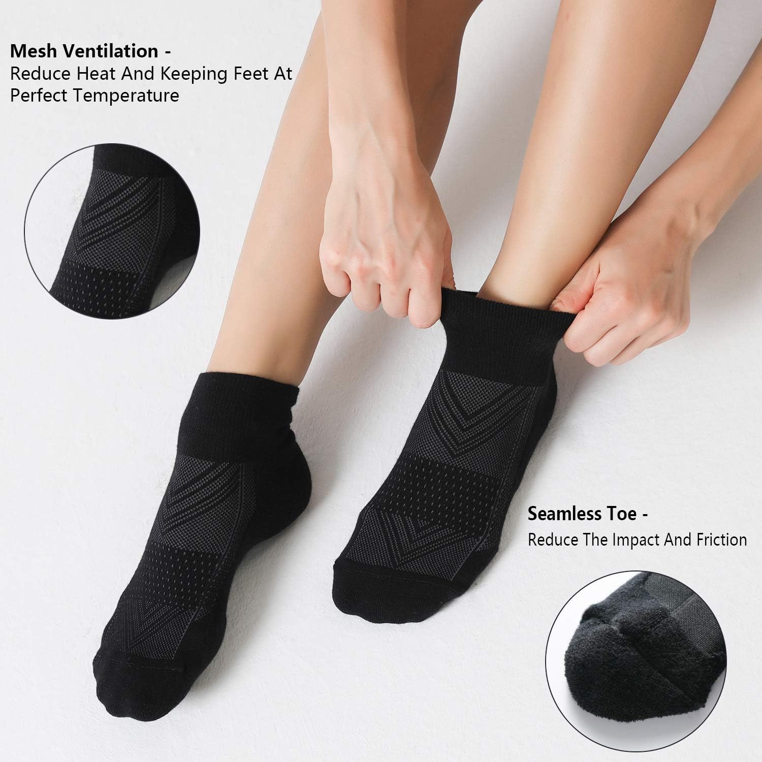 CelerSport 6 Pack Men's Ankle Socks with Cushion, Sport Athletic Running Socks: Clothing