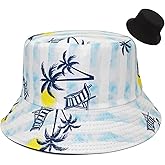 DIYDECAL Coconut Tree Print Bucket Hat,Beach Sun Hat Fisherman Hats for Mens Womens