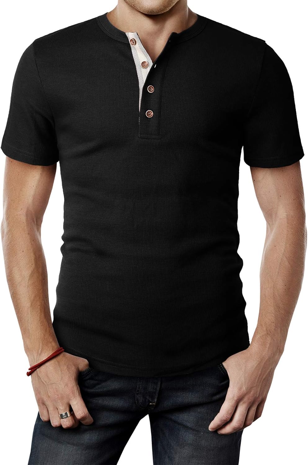 H2H Mens Casual Slim Fit Henley Shirts Short Sleeve Waffle Fabric at  Men’s Clothing store