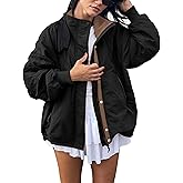 TIQOJE Womens Windproof Outdoor Jacket Fleece Lined Zip Up Lightweight Coat with pockets Fall Travel Casual Wear