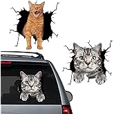 Car Cat Decal Crack Pet Stickers Window Clings Vinyl 2 PCS American Cat Funny Animal Auto Static Sticker DIY Gifts for Car Truck Home Decoration