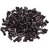 Vlasy Micro Rings Links Beads,3.4mm Microlink Beads Non-Silicone Copper Tubes Microbead for Hair Feathers,I-Tip Hair Extensions (200Pcs, Dark Brown)
