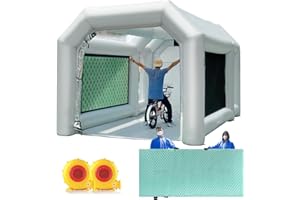 WARSUN Inflatable Paint Booth 14x10x8.5Ft with 550W+250W Blowers, Double & Oversized Air Filter System Portable Inflatable Spray Booth for Painting Auto Parts Furniture
