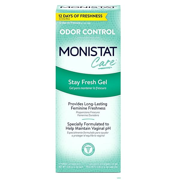 MONISTAT STAY FRESH GEL, ODOR ELIMINATING GEL FOR FEMININE CARE, FRAGRANCE FREE VAGINAL GEL, PREFILLED APPLICATORS, 4 COUNT