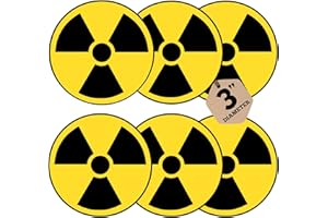 SAFETY SUPPLY MART Radiation Hazard Warning Label, 3" Round, Pack of 6 Decals, Coated Paper, Yellow/Black Universal Radiation Symbol Stickers, Self-Adhesive Radioactive Sign