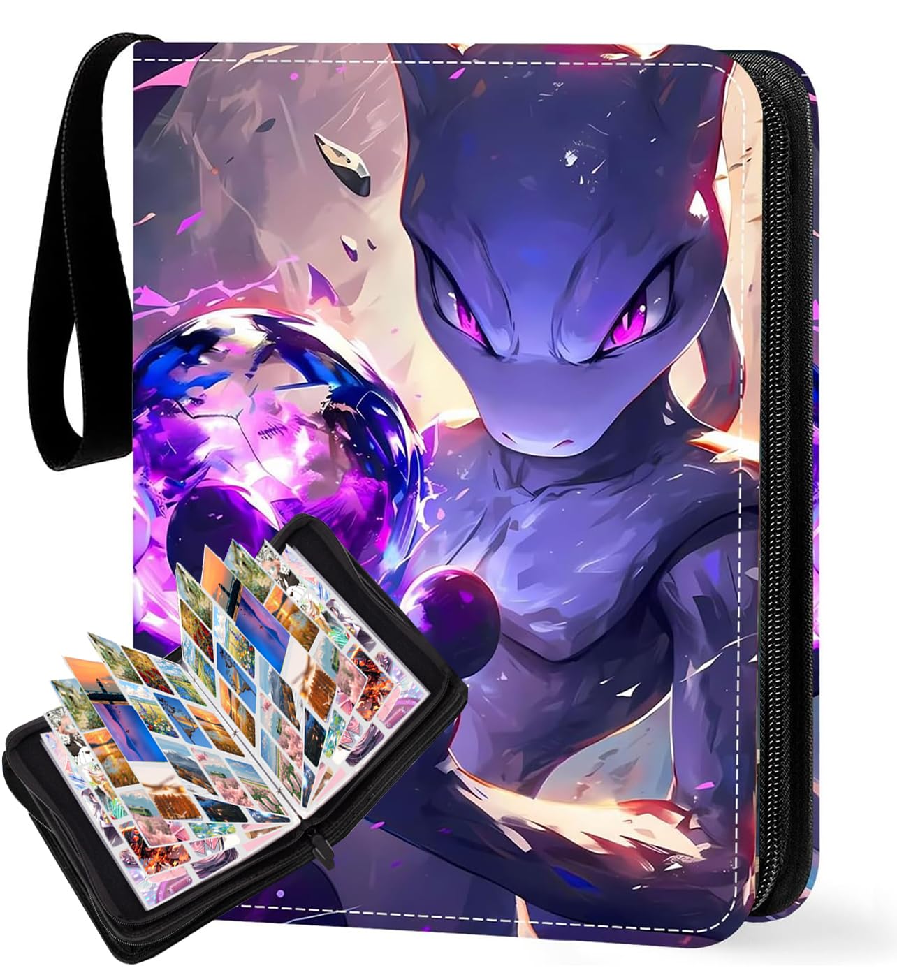 Vilntrosia Trading Card Binder 9 Pocket,50 Pages Waterproof Card Folder,900 Pockets Trading Card Albums with Zipper,Portable Folder for Cards for Card Collectors (A-900 Pockets)