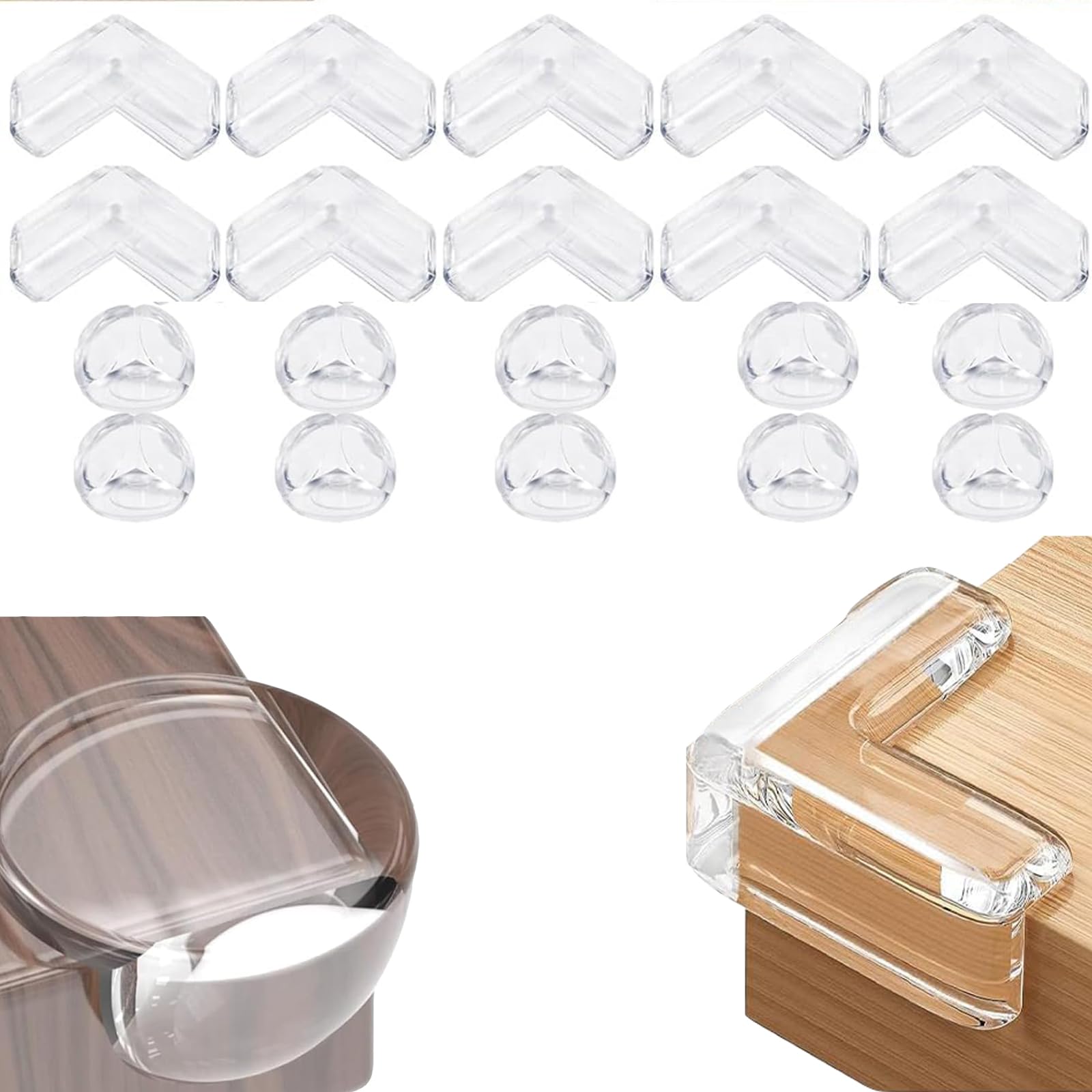 RJFUJP 20 Pcs Table Corner Protectors for Baby, Transparent, L-Shaped, Baby Proofing, Furniture Edge Bumper