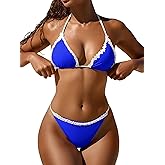 ANRABESS Sexy Bikini Sets for Women Ruffle Trim Two Piece Swimsuit 2026 Summer Bathing Suit Halter String Triangle Swimwear