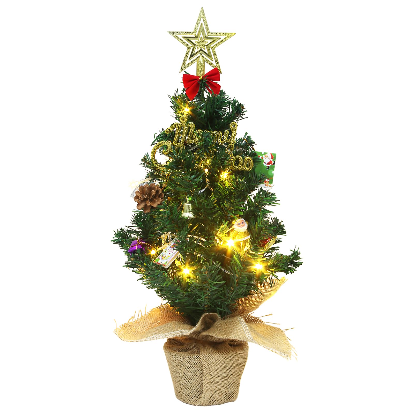 Veroda 50cm/20" Light-up Christmas Tree Small Artificial Tabletop Christmas Tree for Christmas Holiday Party Decoration (style 1)