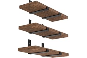 WEKIS 12 Inch Heavy Duty Floating Shelf Bracket, Wall Mounting Industrial Black Shelf Brackets, 1/5 Inch Thick Iron Metal Brackets for Shelves 6 Packs