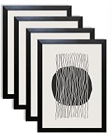 pf+a REAL GLASS Black A4 Frames Multipack 4 Oxford Frame Set 21x29.7cm