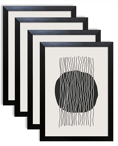 pf+a REAL GLASS Black A4 Frames Multipack 4 Oxford Frame Set 21x29.7cm