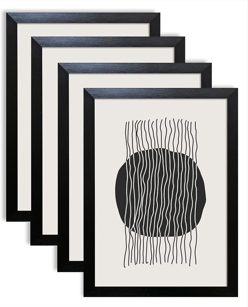 pf+a REAL GLASS Black A4 Frames Multipack 4 Oxford Frame Set 21x29.7cm