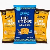 Zesty Z 5g Fiber Pita Chips, High Fiber Chips Parmesan Garlic | Dairy Free Pita, 3g Protein, 100 Cal, 2 WW Points GLP1 Snacks, Healthy Chips, Twice Baked, Not Fried, 6oz Bags, 3 Pack (18oz)