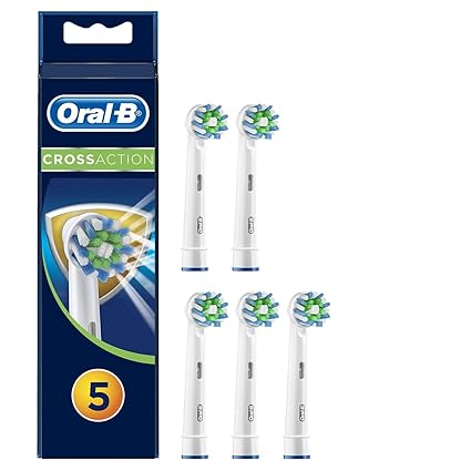 Oral-B CrossAction Aufsteckbürsten, mit Bakterienschutz, Verhindert bakterielles Wachstum auf den Borsten, 5 Stück